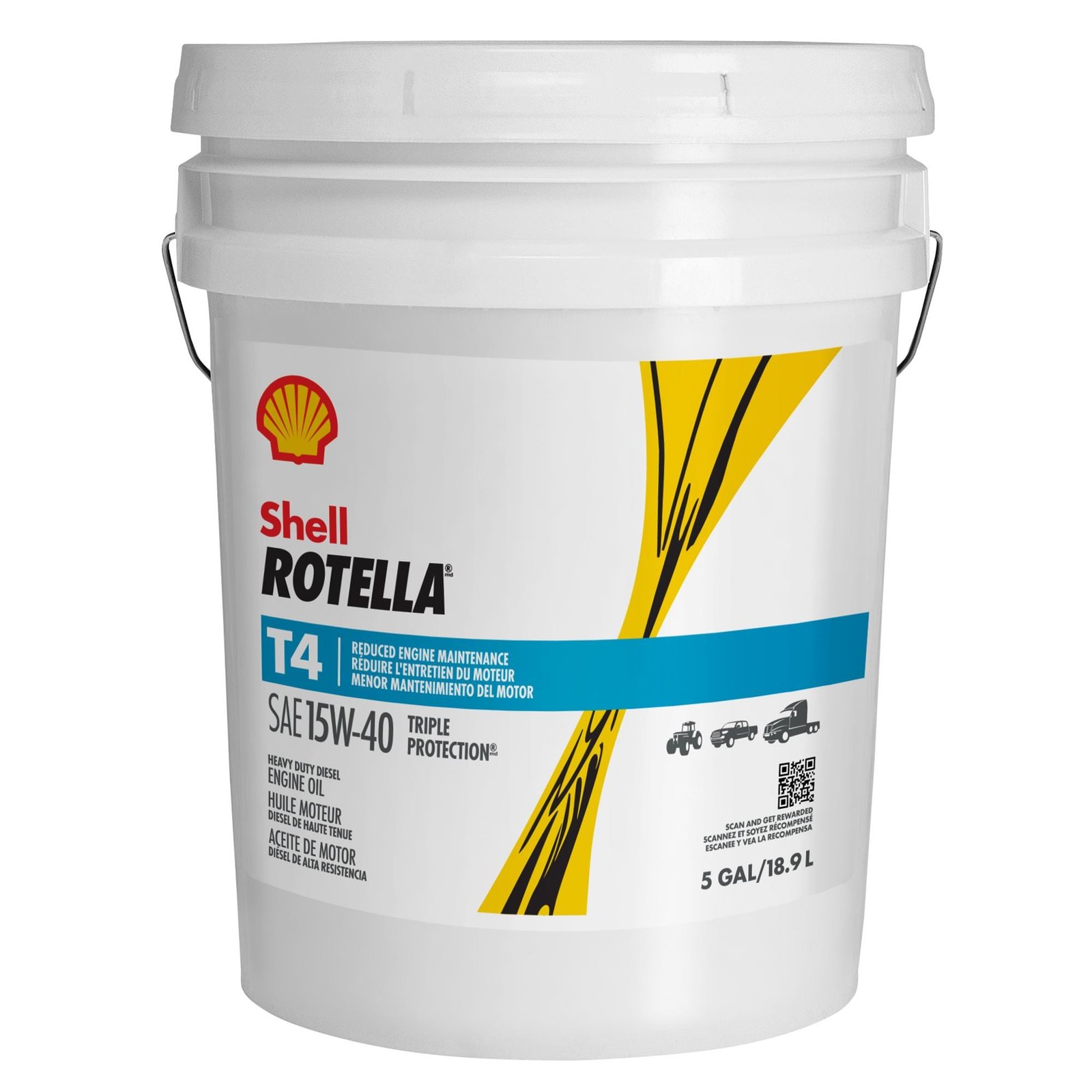 Shell ROTELLA Triple Protection Diesel Engine Conventional 15W-40 Motor Oil 5 Gallon